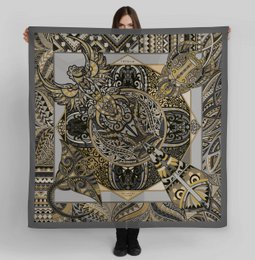 Power of Life - Grey 90*90 cm - 100% Silk Twill
