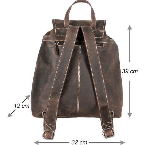 Amplia mochila de cuero de búfalo marrón oscuro: mochila resistente y práctica con suficiente espacio de almacenamiento, ideal para uso diario y aventuras.