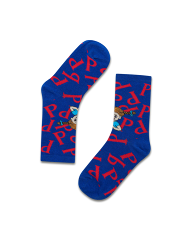 koaa – Pippi Longstocking “P” – Easy Socks blue/red