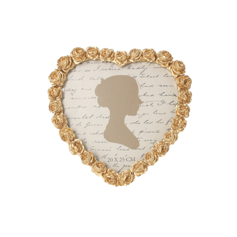 Decorative heart gold resin photo frame 23x24 cm