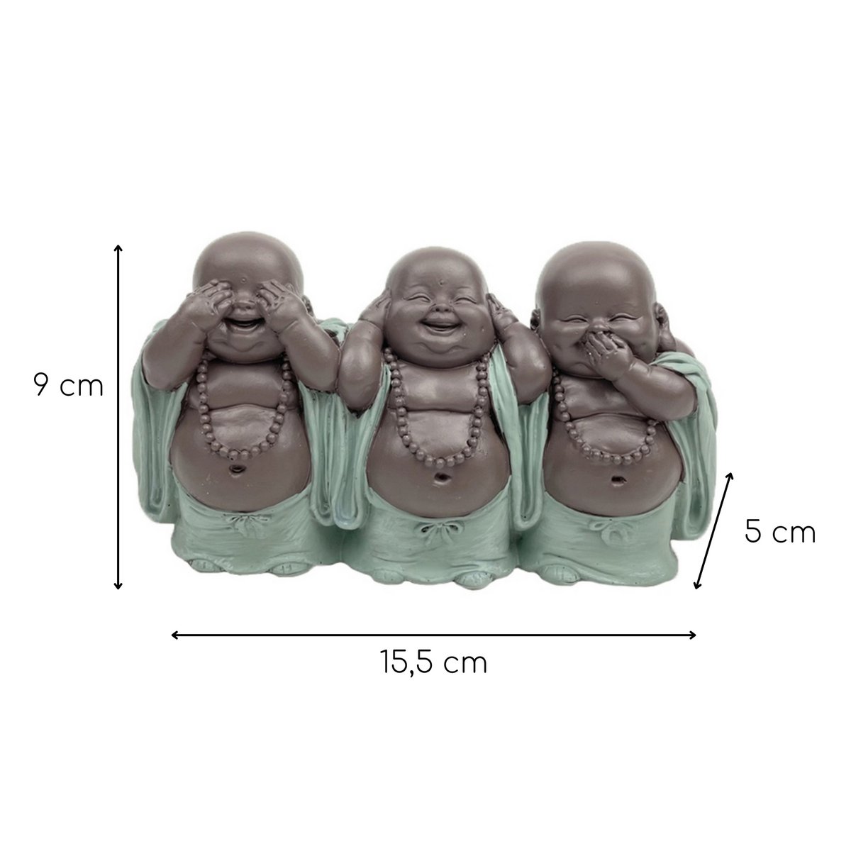Estatua 3 Budas que Ríen - Decoración Zen y Feng Shui - Para crear un ambiente relajante y espiritual - Idea de regalo de la suerte