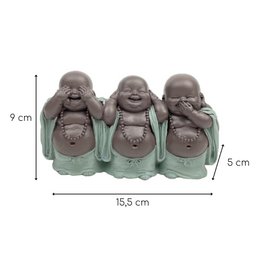 Estatua 3 Budas que Ríen - Decoración Zen y Feng Shui - Para crear un ambiente relajante y espiritual - Idea de regalo de la suerte