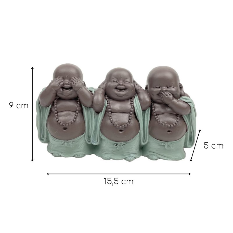 Estatua 3 Budas que Ríen - Decoración Zen y Feng Shui - Para crear un ambiente relajante y espiritual - Idea de regalo de la suerte