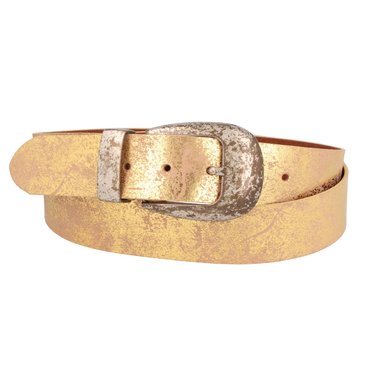 Gürtel Damen Leder Brillante breit Gold