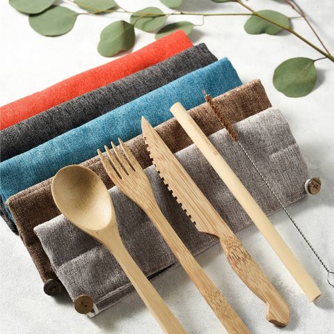 Reusable Bamboo Cutlery Set - Handmade & Eco-friendly Pack