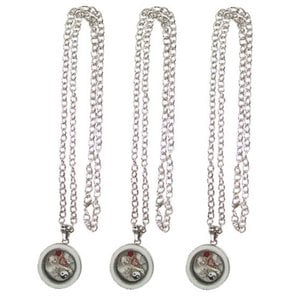 Set of 3 glass medallion necklace with pendant charms in white round rham design including fillings