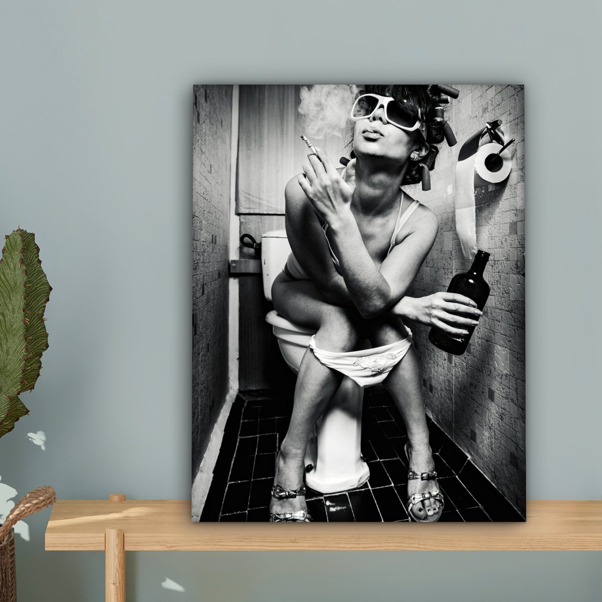 Canvas Painting - Wall Decoration Woman - Vintage - Curles - Toilet - Cigarette - Wall Decoration Living Room - Bedroom Decoration - Room Accessories - Canvas Paintings