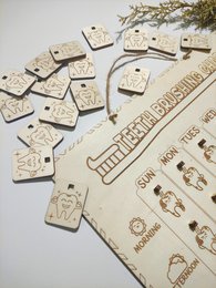 Houten tanden poetsbeurt, houten tandenborstel tracker, wekelijkse routine checklist