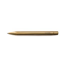 Brass ballpoint pen with a twisting mechanism for smooth writing.