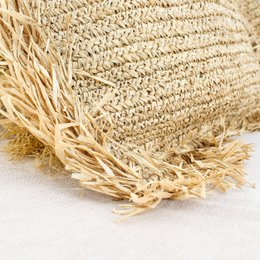 Housse de coussin raphia à franges 50cm