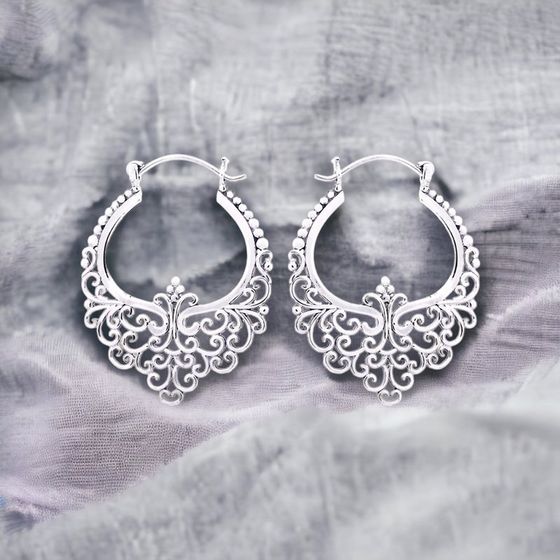 Gode ​​Karma Sølvspidse Creoler - 925 Sterling Boheme Style Øreringe OHR925-11