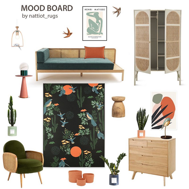 Tapis design oiseaux udendørs BLOOM M