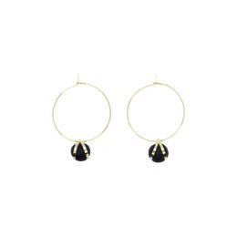 Gold Creolen - Black Ball Charm Anhänger