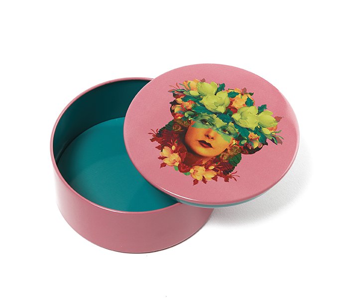 Rosana round metal tin box