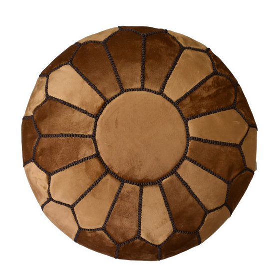 Velvet pouffe - karamelbruin
