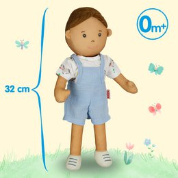 Stof Doll '' Noah '' med outfit til at sætte på og tage af, 32 cm