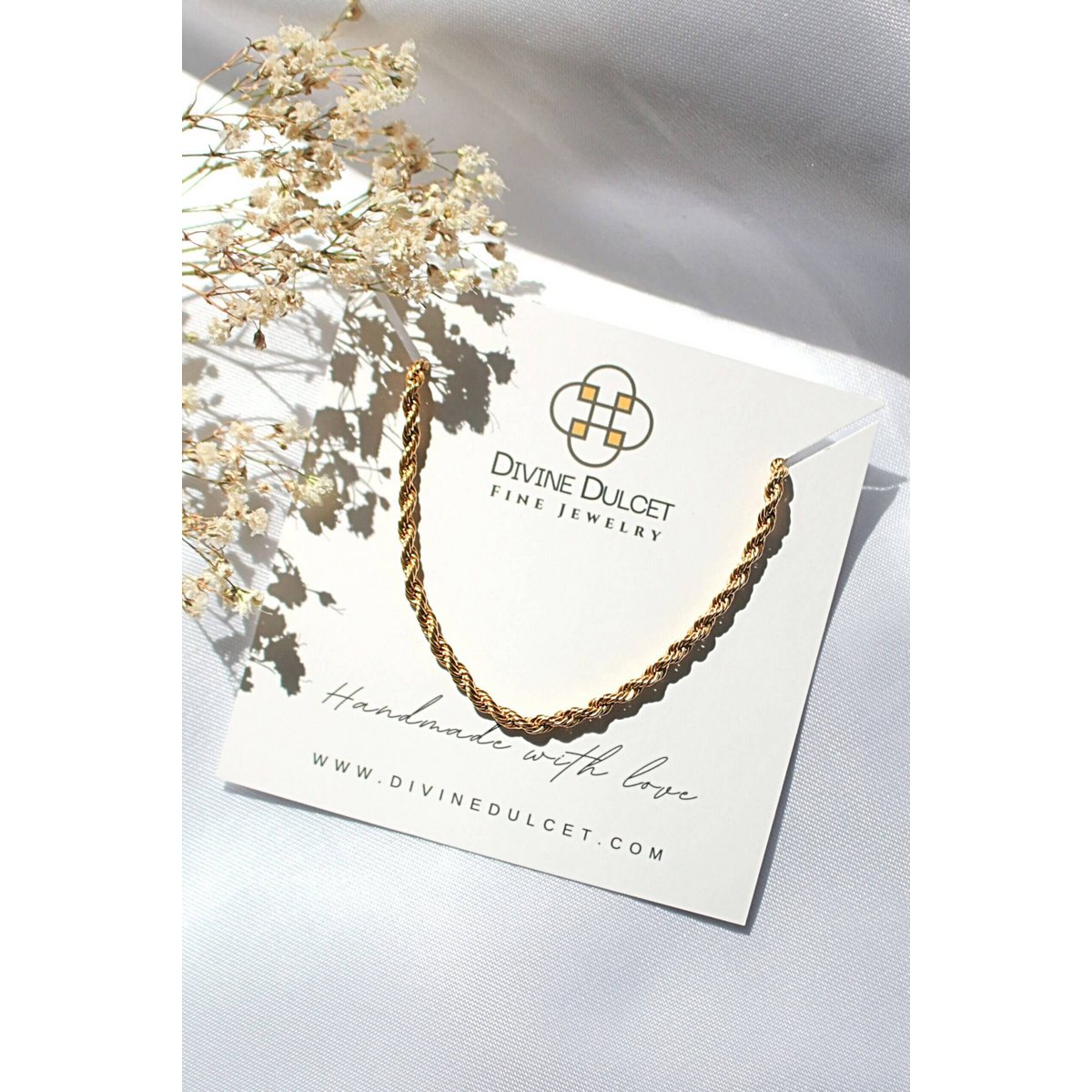 24K Twisted Rope Chain Necklace