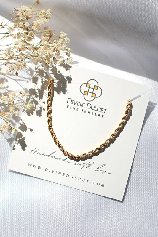 24K Twisted Rope Chain Necklace