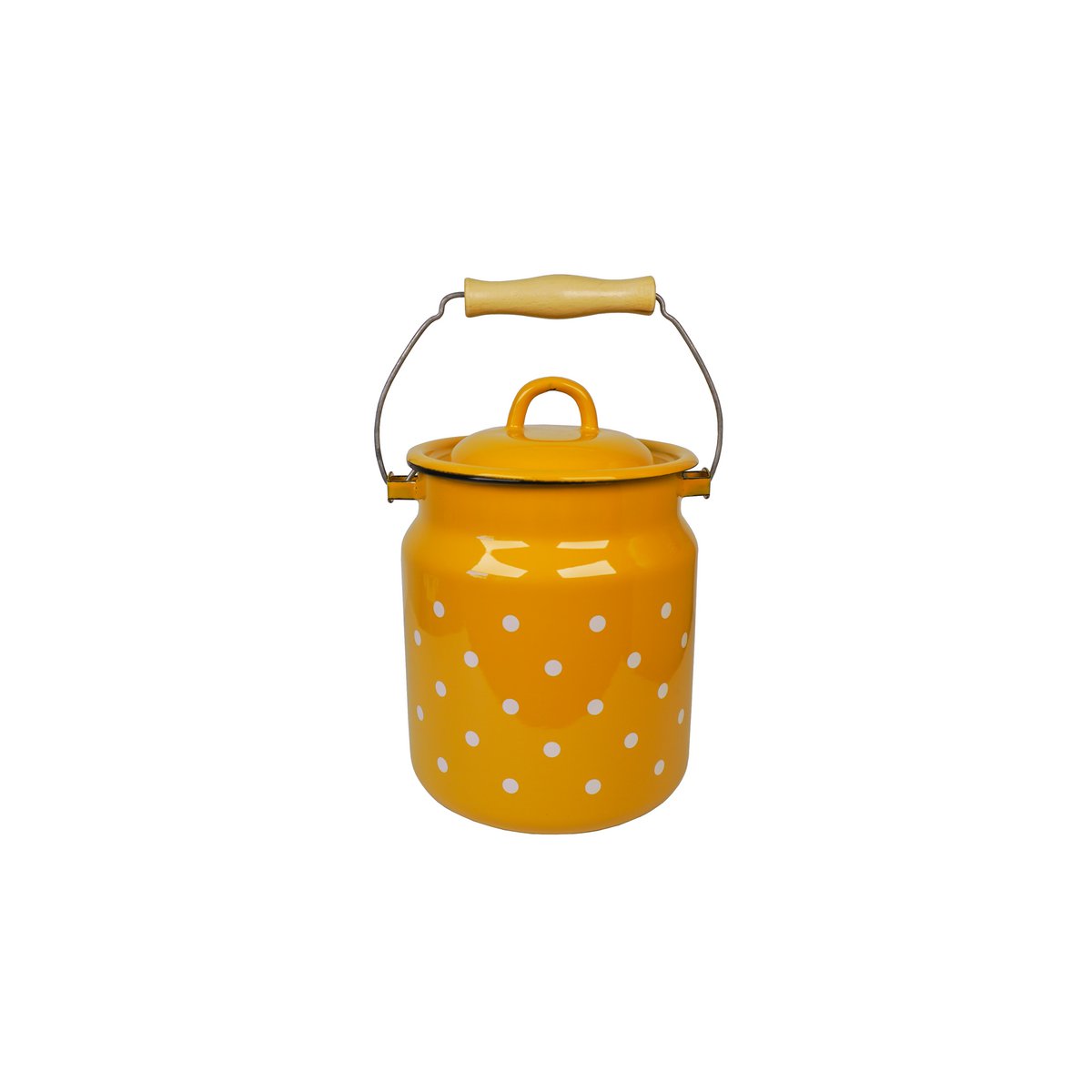 Emalje mælk kan polka dot sennep 3,3 l isabelle rose