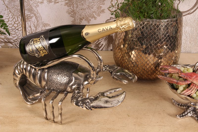 Flessenhouder Kreeft 41 cm - Zilver - Aluminium