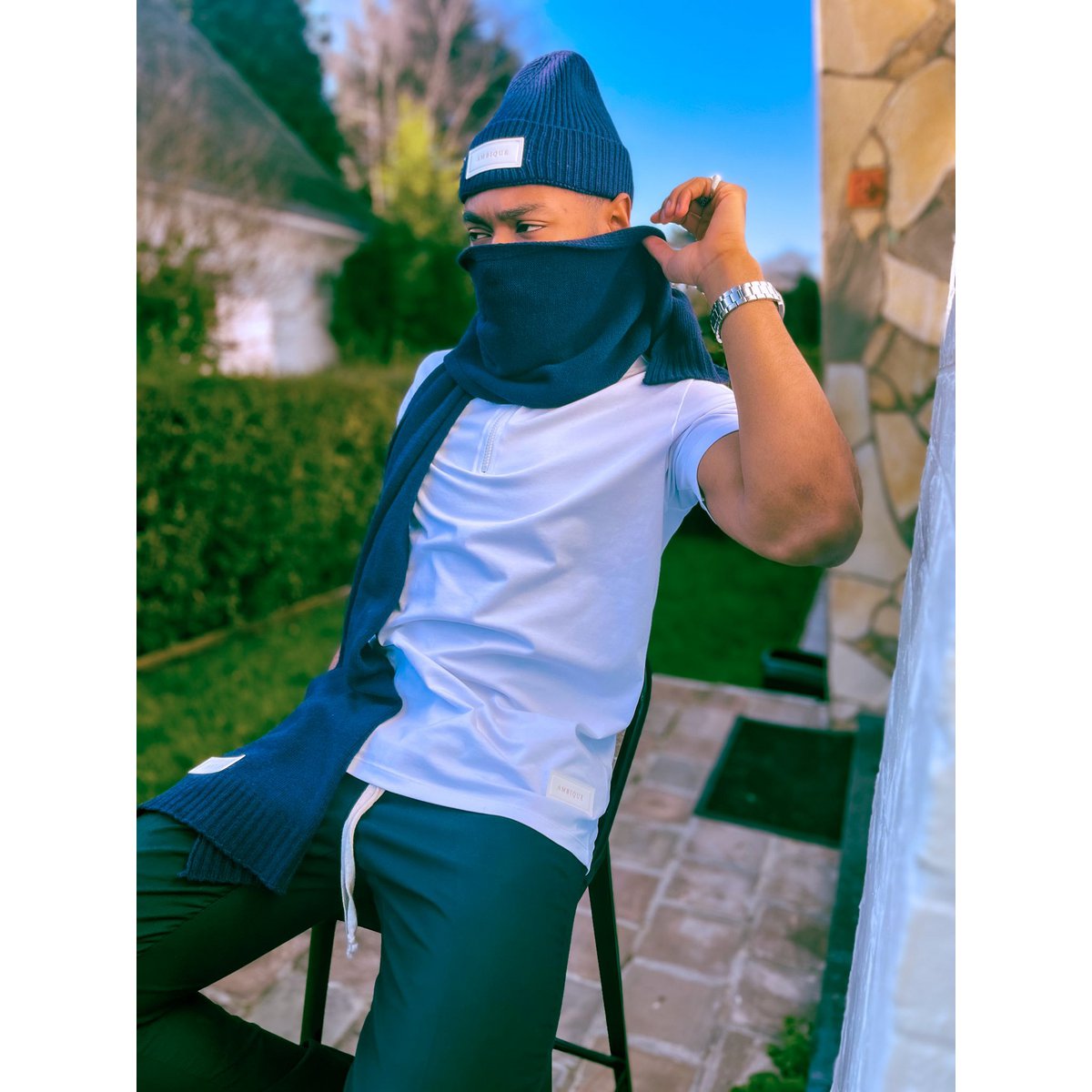 Cashmere Scarf Uni Navy