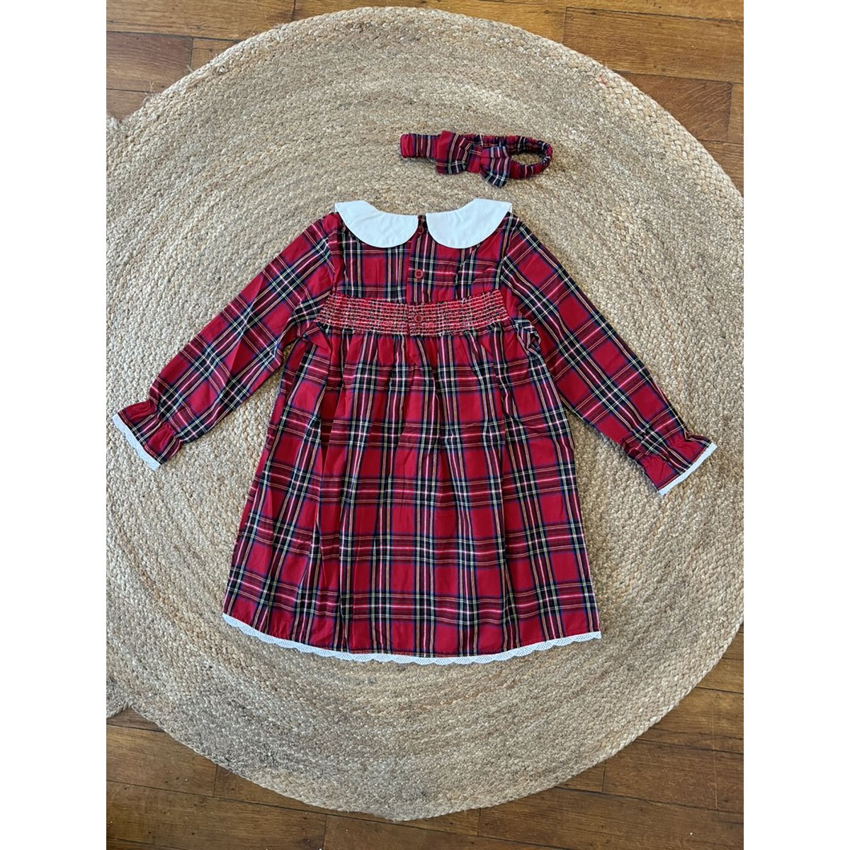 Merry Plaid Christmas Dress + Headband