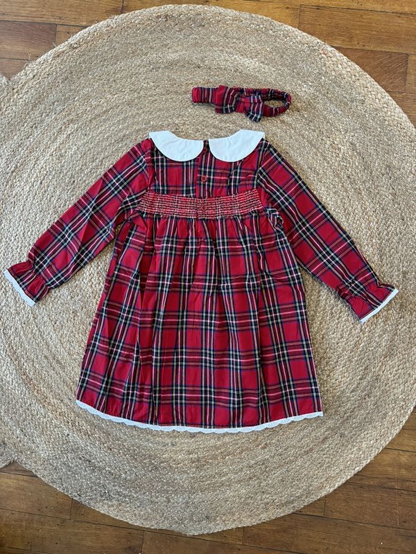 Merry Plaid Christmas Dress + pandebånd