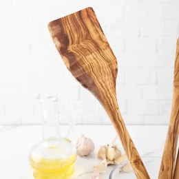 Spatule en bois d'olivier | Ciré de qualité alimentaire | Tourneur plat