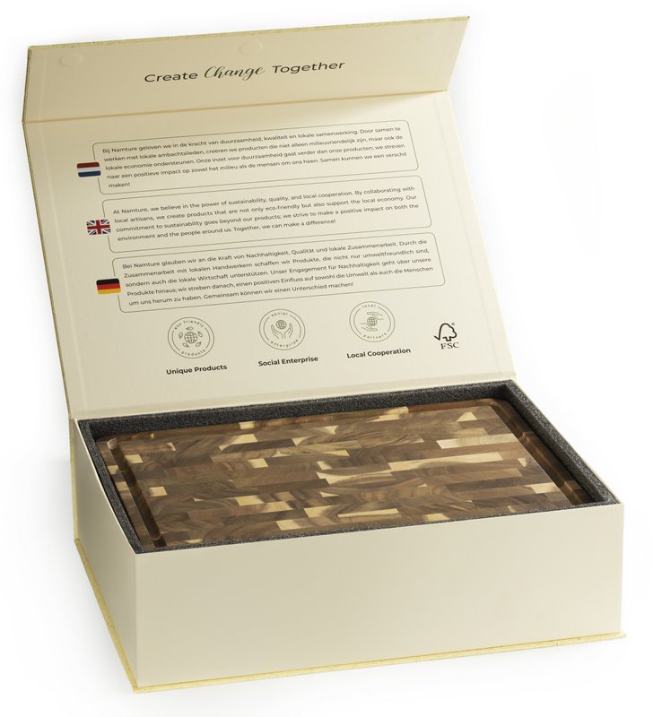 Akazien Schneidebrett Set 3 teilig | Premium Holz Schneidebretter | Geschenkfertiges Küchenset