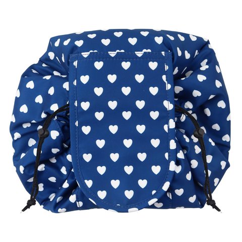 WS Drawstring Makeup Bag Navy Hearts