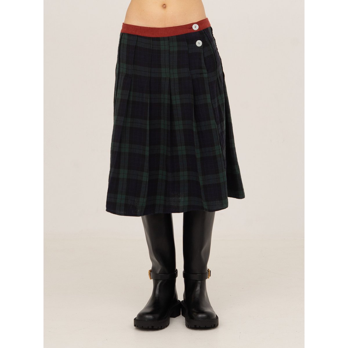 Evermore Plaid Blue and Red Pleated Skirt