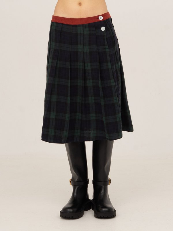 Evermore Plaid Blue and Red Pleated Skirt