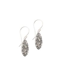 Petite rhodium plated earrings with grey pavé drops
