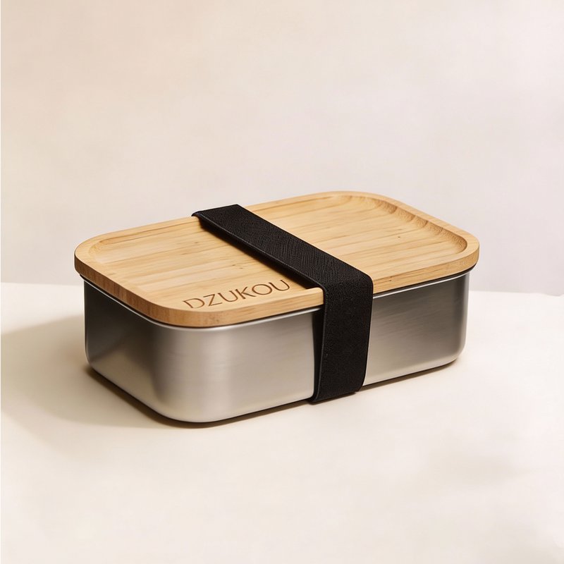 Fiambrera de Acero Inoxidable con Tapa y Divisor de Bambú - 800 ml