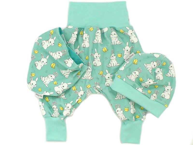 Baby Pumphose Häschen Küken Kleiner Hase mint, hellmint