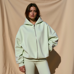Hoodie mit Reißverschluss "GGBH" - Beige