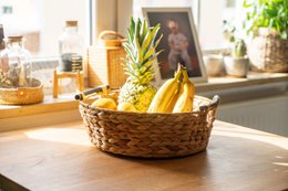 Large laundry tub, basket braided out of water hyacinth with wooden handles