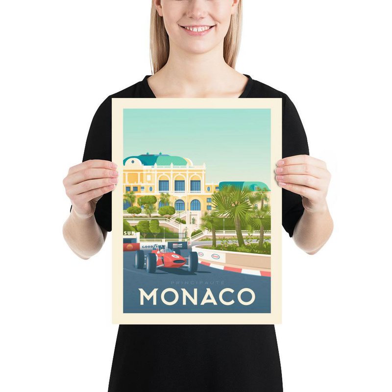 Affiche Monaco Vintage | Poster Ville Monaco Côte d'Azur France
