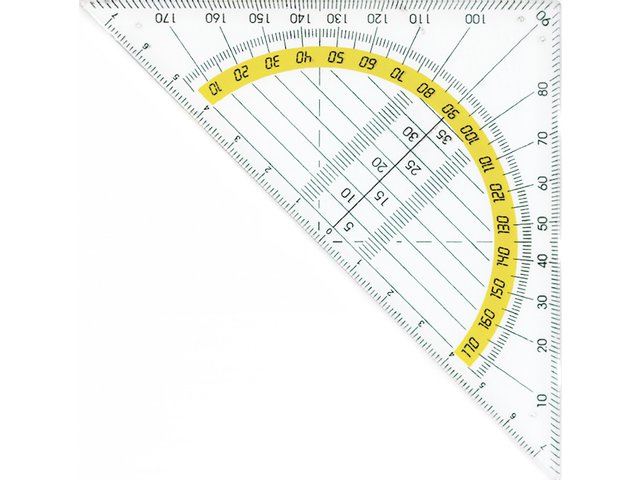 Geometri trekant plast 14 cm 45 grader