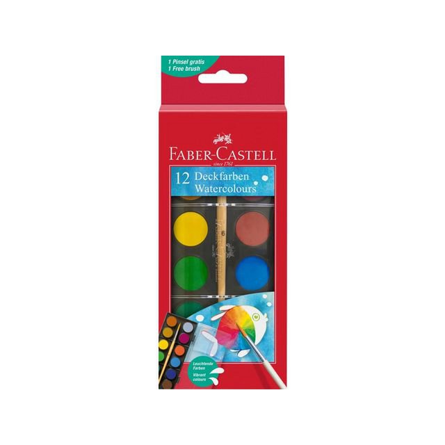 Watercolor box FC 12 colors (diameter 24mm) incl. brush