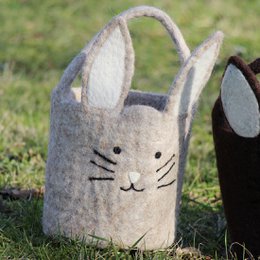Ostereier-K rbchen Hase GREIGE, 100% Filz Naturprodukt mit Henkel & Puschel, Fair Trade Handarbeit aus Nepal! Ostern Eiersuche Kinderkorb, S