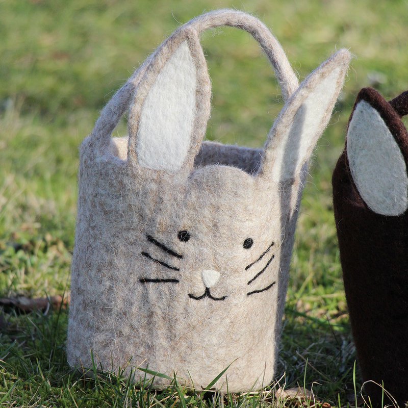 Ostereier-K rbchen Hase GREIGE, 100% Filz Naturprodukt mit Henkel & Puschel, Fair Trade Handarbeit aus Nepal! Ostern Eiersuche Kinderkorb, S