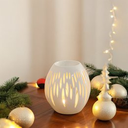 Bruciaprofumo Serie Céramy – Ovali Bianchi – Portacandela in Ceramica Laccata – Diffusione di Cere Profumate, Oli Essenziali – Idea Regalo Decorativa