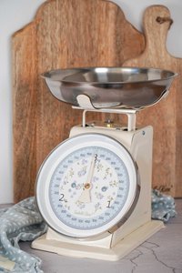 Retro keukenschaal vergeet me niet beige 3kg