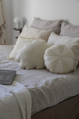 “White lamb” boucle, cotton Patchwork Candy Pillow