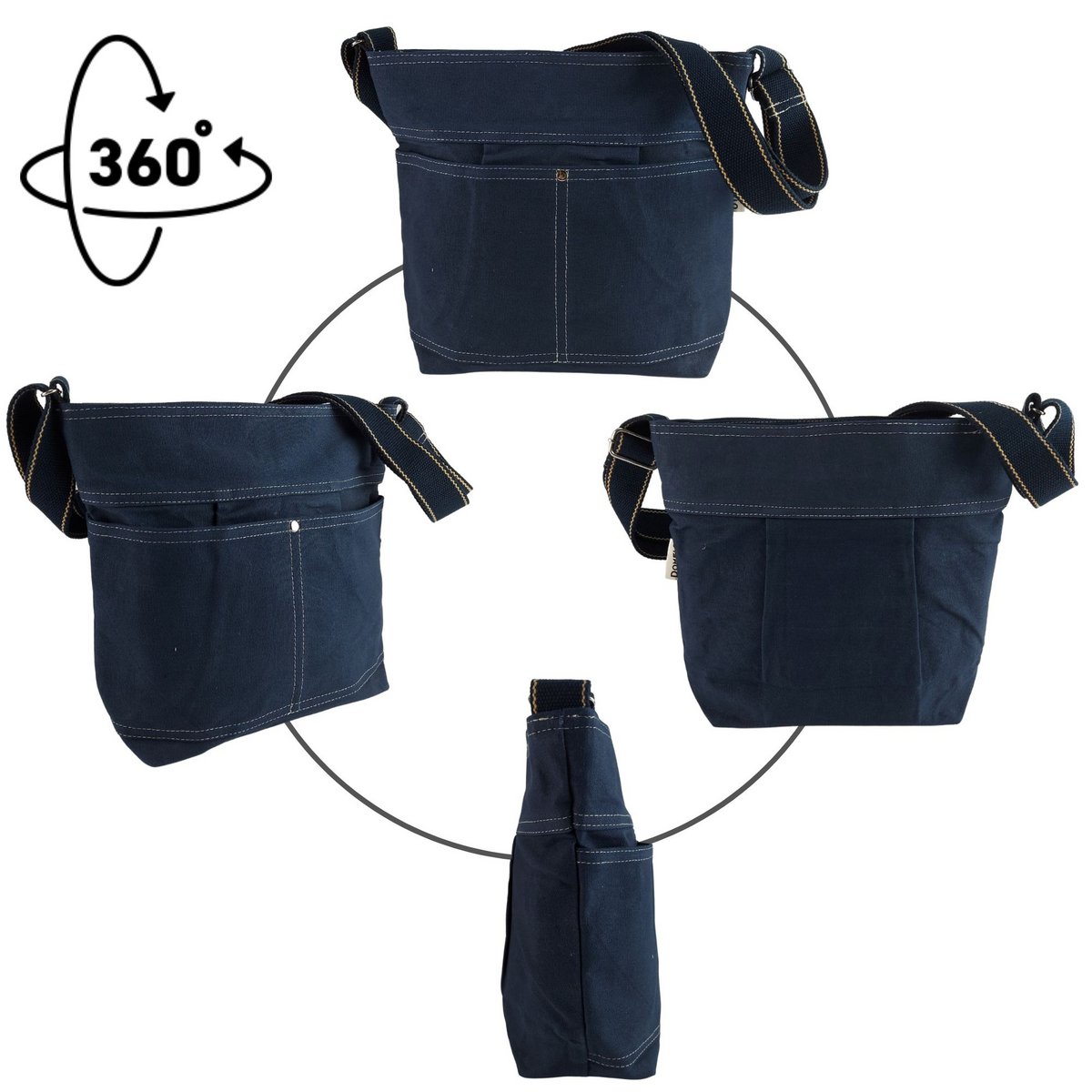 Domelo gewaxte canvas schoudertas voor dames. Waterafstotende hobo-tas. Veganistische buideltas. Dames/meisjes schoudertas met verstelbaar hengsel. Lichtgewicht grote stoffen tas met ritssluiting.