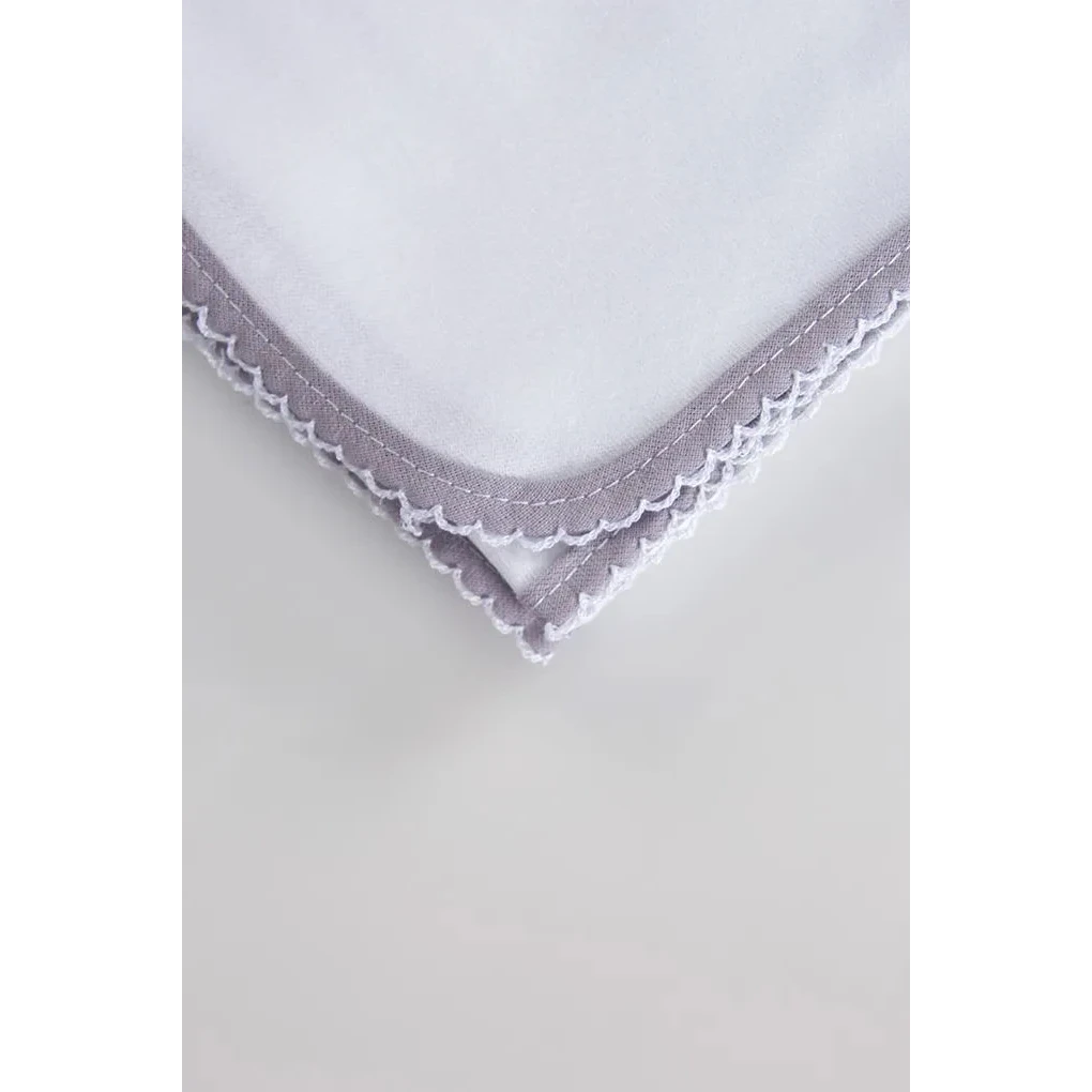Tissu mousseline bébé à peindre, bordure grise