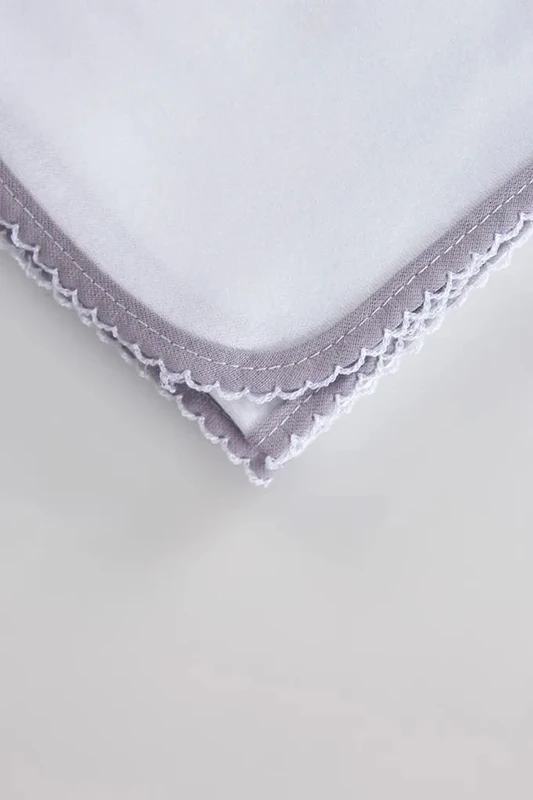Tissu mousseline bébé à peindre, bordure grise