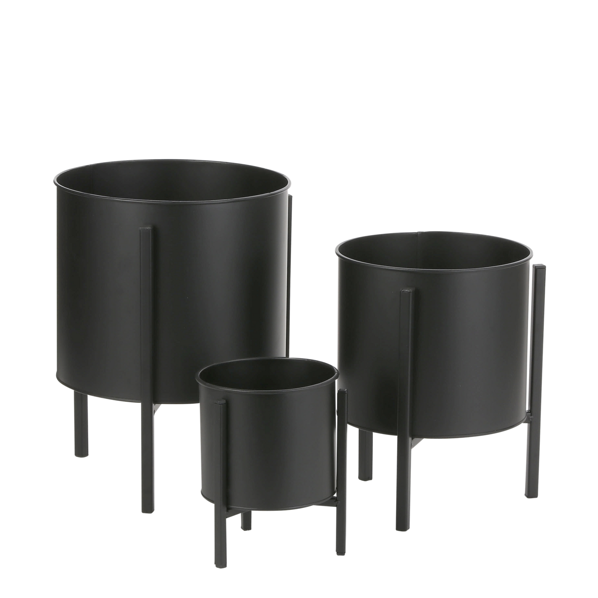 Jessy Flowerpot on Stand - Set of 3 - H35 x Ø27 cm - Metal - Black