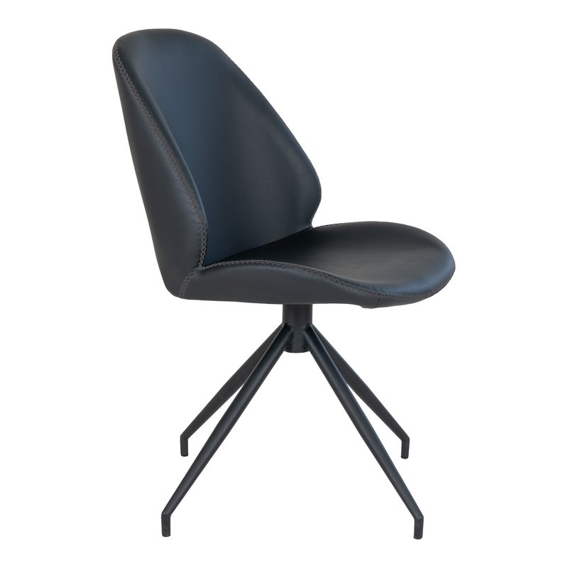 Monte Carlo Dining Chair - Black, PU Leather, Swivel - set of 2